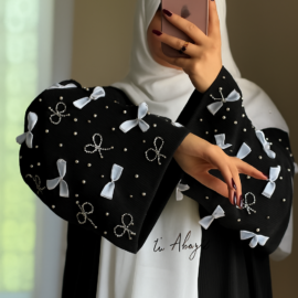 Ma Abaya  Black  Aline Abaya with Black Georgette Hijab Dn18